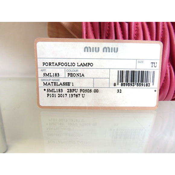 NEW MIU MIU PINK PEONIA MATELASSE LUX LEATHER ZIP GOLD LOGO CONTINENTAL WALLET - Picture 13 of 13